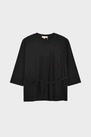 חולצת אוברסייז עם חגורה BLACK