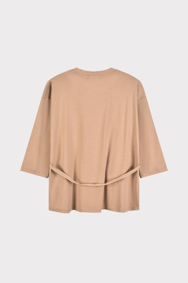 חולצת אוברסייז עם חגורה BEIGE
