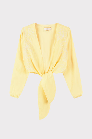 טופ קשירה רקום YELLOW