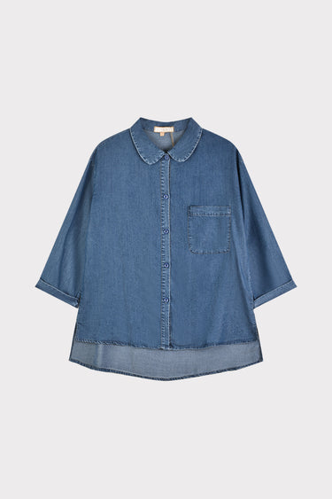 חולצה מכופתרת טנסל גינס DARK DENIM