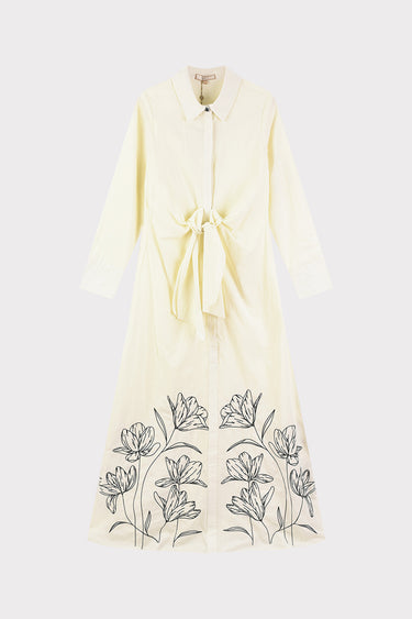 שמלת רקמה קשירה WHITE