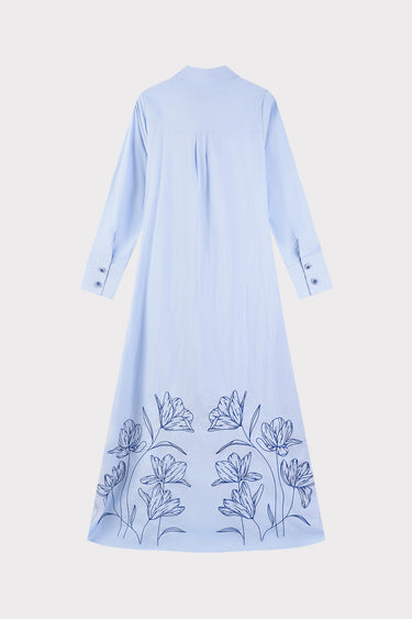 שמלת רקמה קשירה SKY BLUE