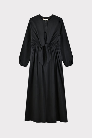 שמלה עם גומי וקשירה במותן BLACK