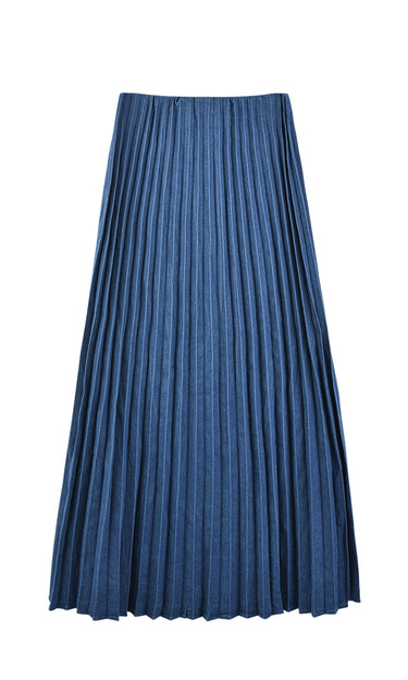 חצאית פליסה גינס DENIM - NAVY