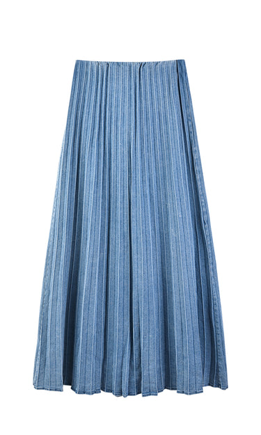 חצאית פליסה גינס DENIM - NAVY