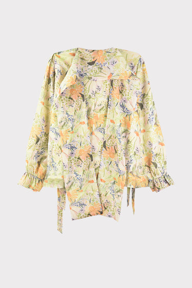 חולצה פרחונית עם קשירות YELLOW
