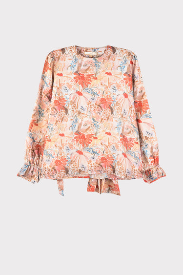 חולצה פרחונית עם קשירות ORANGE