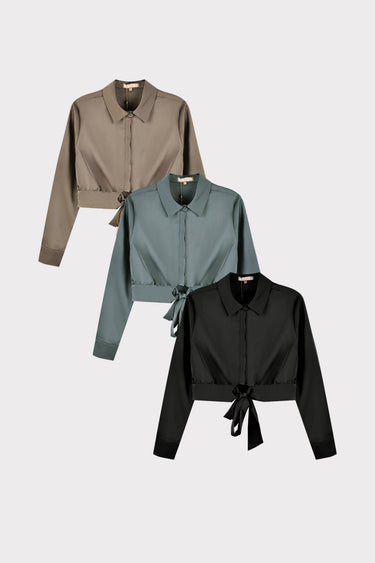 חולצת סאטן קשירה BLACK