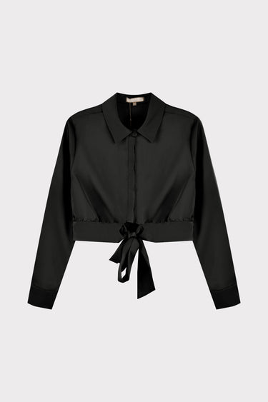 חולצת סאטן קשירה BLACK