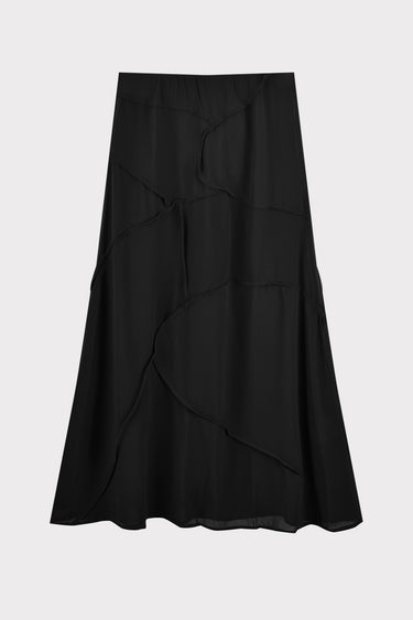 חצאית שיפון חלקים BLACK