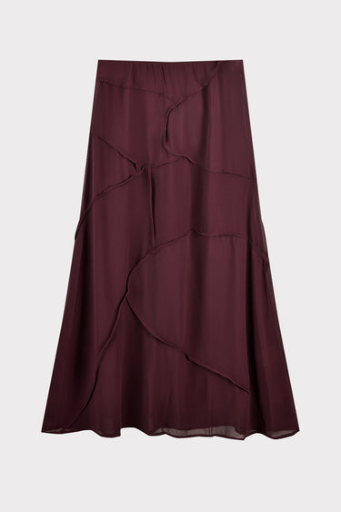 חצאית שיפון חלקים BURGUNDY