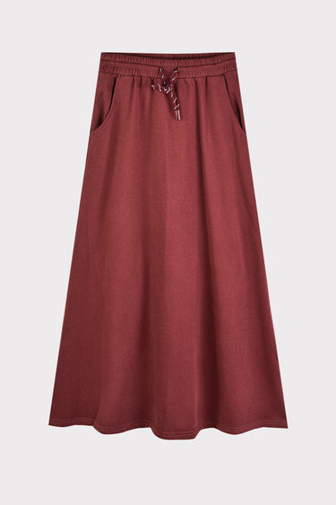 חצאית בגזרת A עם שרוך BURGUNDY