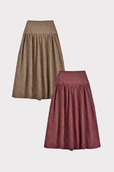 חצאית עם גסקה פסים BURGUNDY