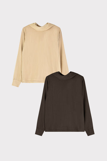 חולצת שיפון עם קשירה BROWN