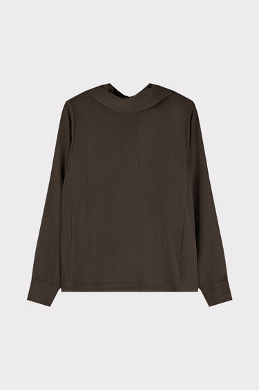 חולצת שיפון עם קשירה BROWN