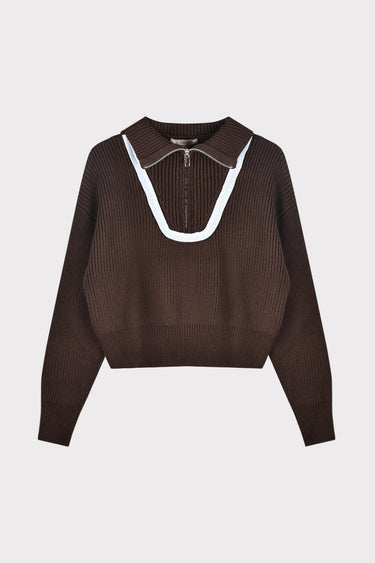 סריג עם חצי רוכסן BROWN