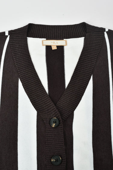קרדיגן V סריג פסים BROWNE& WHITE