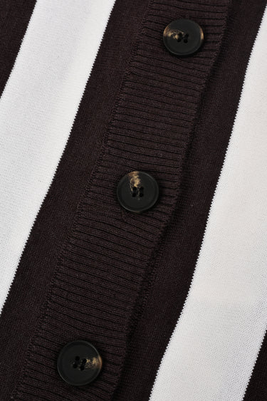קרדיגן V סריג פסים BROWNE& WHITE