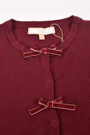סריג עם פפיונים קטיפה BURGUNDY