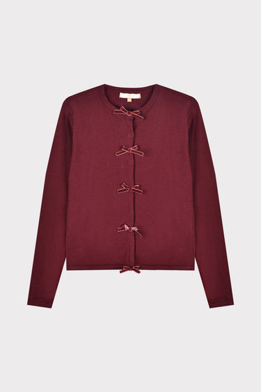 סריג עם פפיונים קטיפה BURGUNDY