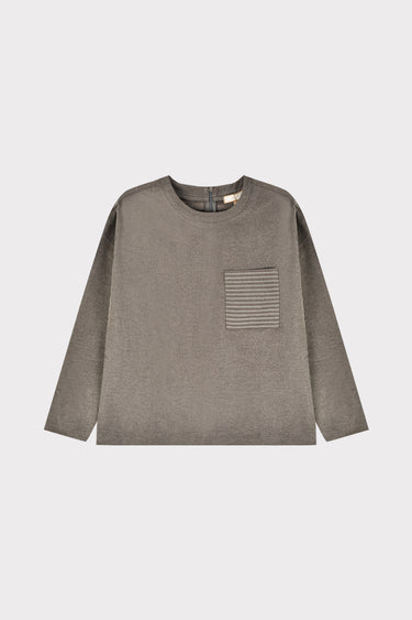 חולצת אריג עם כיס פסים GREY