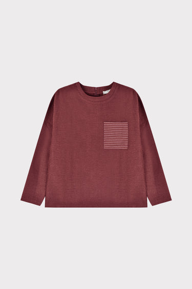 חולצת אריג עם כיס פסים BURGUNDY