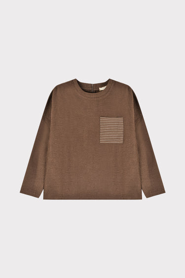 חולצת אריג עם כיס פסים BROWN