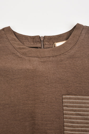 חולצת אריג עם כיס פסים BROWN
