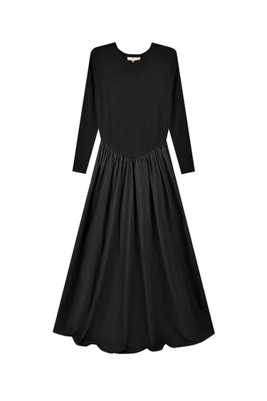 שמלת סריג משולבת BLACK