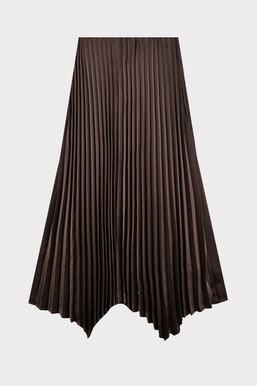 חצאית פליסה סאטן אסימטרית BROWN