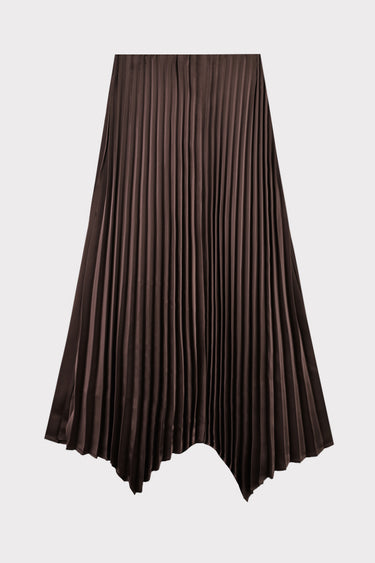 חצאית פליסה סאטן אסימטרית BROWN