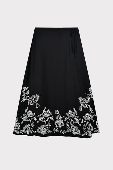 חצאית מעטפת עם רקמה BLACK