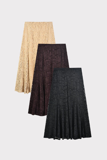 חצאית תחרה חלקים BLACK