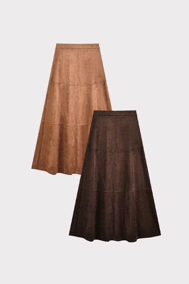 חצאית זמש חלקים BROWN