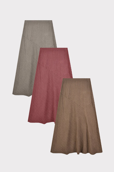 חצאית פסים עם חלקים BROWN