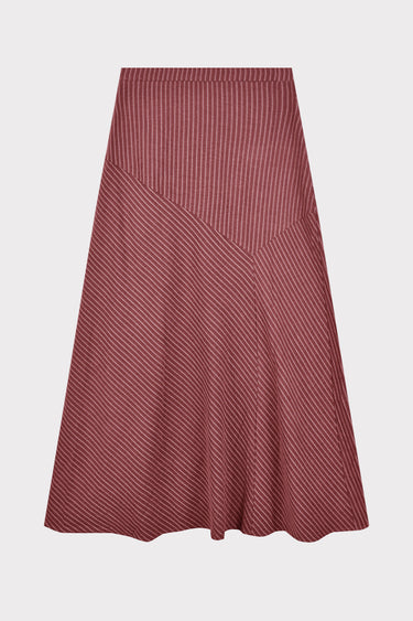 חצאית פסים עם חלקים BURGUNDY