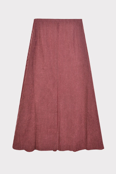 חצאית פסים עם חלקים BURGUNDY