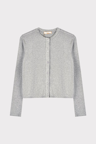 קרדיגן ריב כפתורים GREY