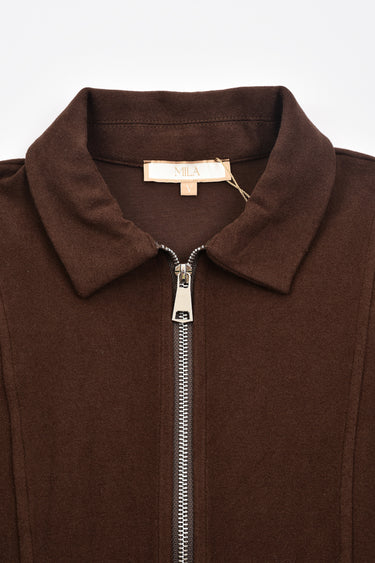 טופ בייסיק עם רוכסן BROWN