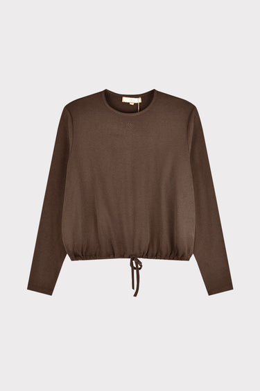 טופ עם כיווץ למטה BROWN