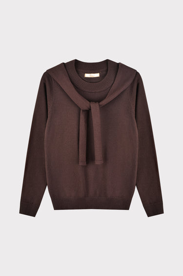 קרדיגן עם צעיף BROWN