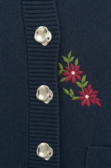 קרדיגן אלגנטי עם רקמה NAVY