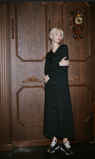 שמלת מקסי סריג קפוצ'ון