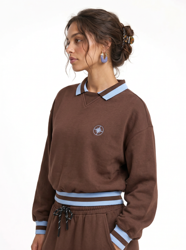 חולצת פוטר עם צווארון פולו BROWN