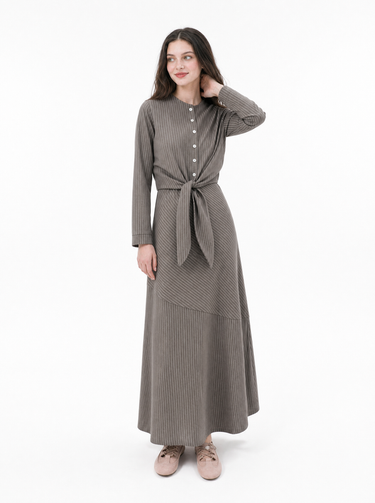 טופ קרופ פסים קשירה GREY