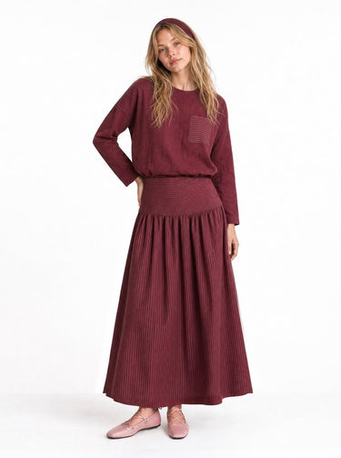 חולצת אריג עם כיס פסים BURGUNDY