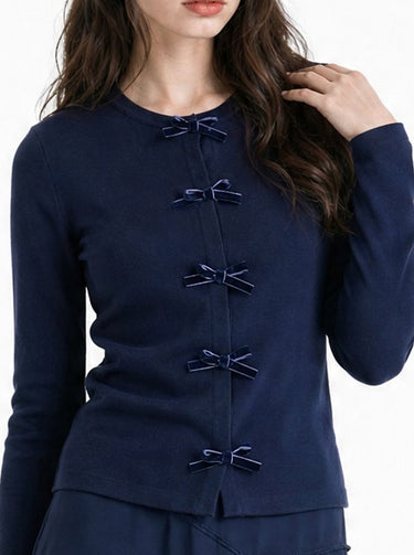 סריג עם פפיונים קטיפה NAVY