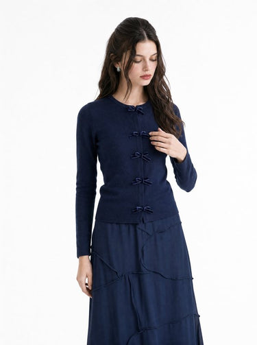 סריג עם פפיונים קטיפה NAVY