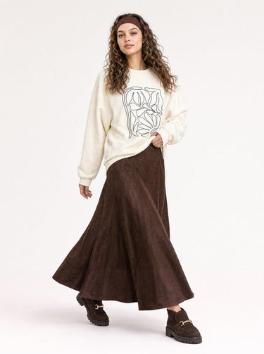 חצאית זמש מתרחבת BROWN