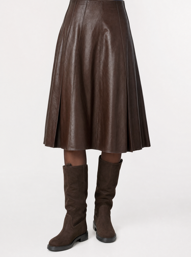 חצאית עור קצרה BROWN
